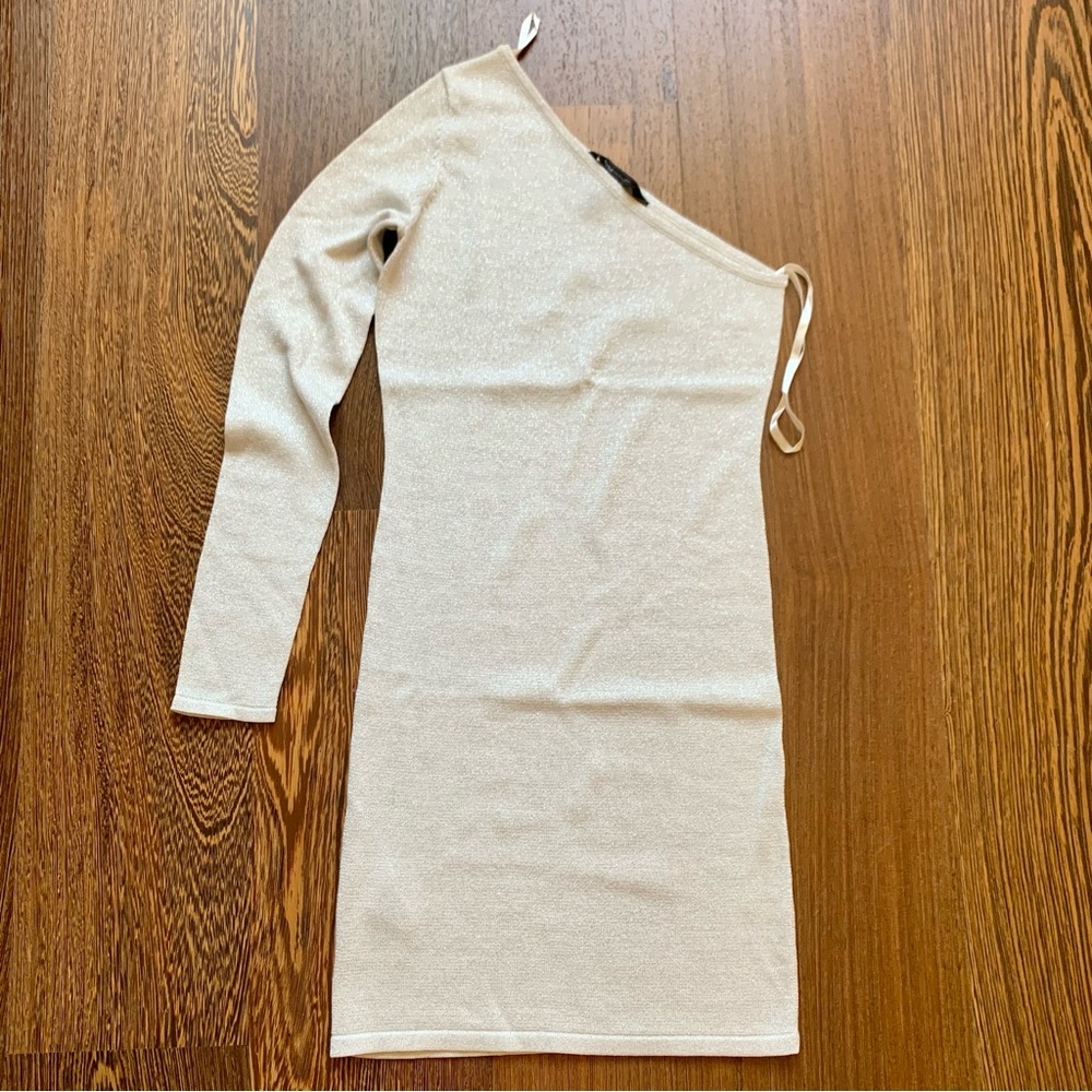 BCBGMAXAZRIA One Shoulder Inya Silver Dress